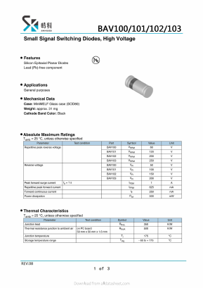 BAV101 Datasheet PDF SHIKE Electronics