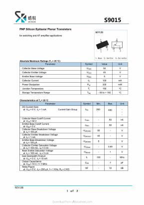 S9015 Datasheet PDF SHIKE Electronics