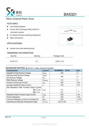 BAS321 Datasheet PDF SHIKE Electronics