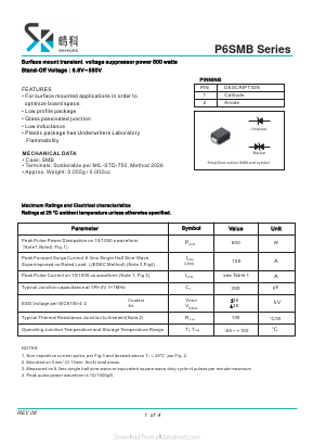 P6SMB43CA Datasheet PDF SHIKE Electronics