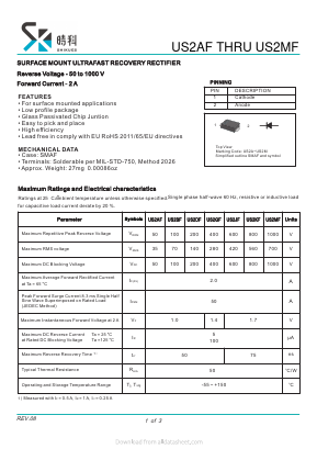 US2DF Datasheet PDF SHIKE Electronics