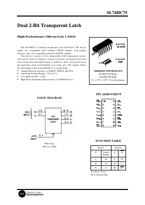 SL74HC75N Datasheet PDF System Logic Semiconductor