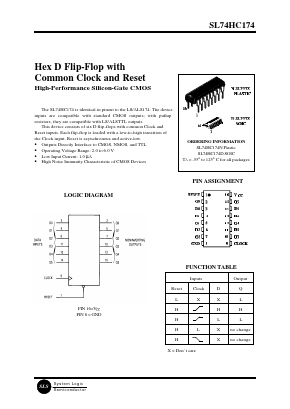 SL74HC174D Datasheet PDF System Logic Semiconductor