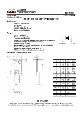 SBRF1060 Datasheet PDF Sangdest Microelectronic (Nanjing) Co., Ltd