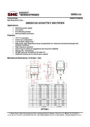 SBRD5150 Datasheet PDF Sangdest Microelectronic (Nanjing) Co., Ltd
