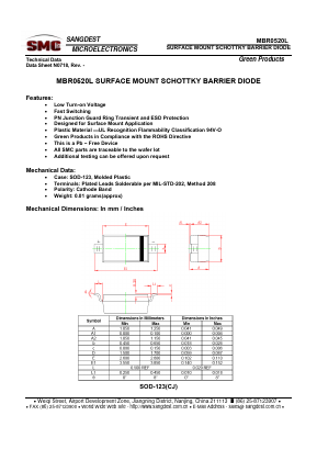 MBR0520L Datasheet PDF Sangdest Microelectronic (Nanjing) Co., Ltd