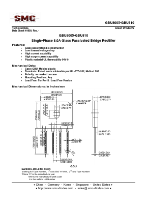 GBU808 Datasheet PDF Sangdest Microelectronic (Nanjing) Co., Ltd