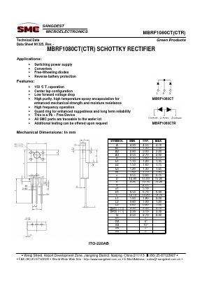MBRF1080CT Datasheet PDF Sangdest Microelectronic (Nanjing) Co., Ltd