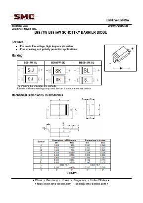 B5817W Datasheet PDF Sangdest Microelectronic (Nanjing) Co., Ltd