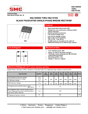 KBJ1004G Datasheet PDF SMC Diode Solutions Co. LTD