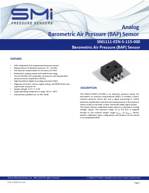 SM1111-EEN-S-115-000 Datasheet PDF Silicon Microstructures, Inc.