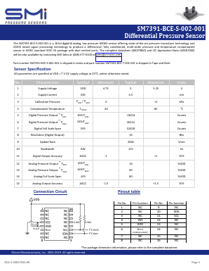 SM7391-BCE-S-002-001 Datasheet PDF Silicon Microstructures, Inc.