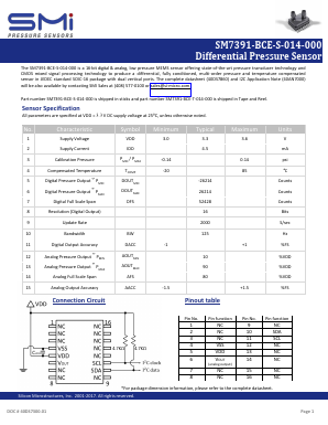 SM7391-BCE-S-014-000 Datasheet PDF Silicon Microstructures, Inc.