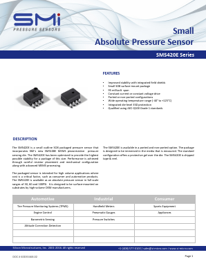 5420E-100-A-P-T Datasheet PDF Silicon Microstructures, Inc.