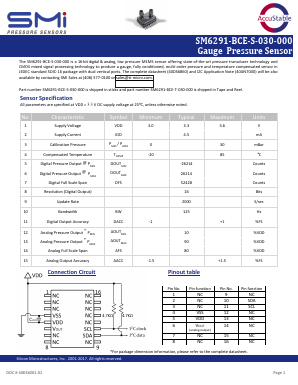 SM6291-BCE-S-050-000 Datasheet PDF Silicon Microstructures, Inc.