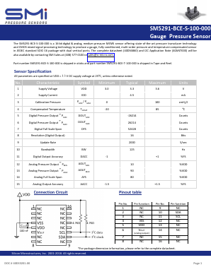 SM5291-BCE-S-100-000 Datasheet PDF Silicon Microstructures, Inc.