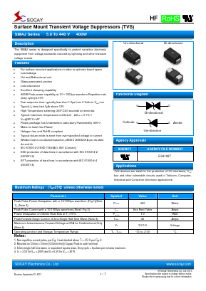 SMAJ20C Datasheet PDF Socay Electornics Co., Ltd.