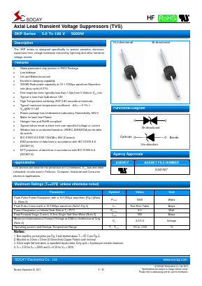 5KP80A Datasheet PDF Socay Electornics Co., Ltd.