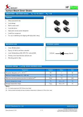 SMA4728A Datasheet PDF Socay Electornics Co., Ltd.