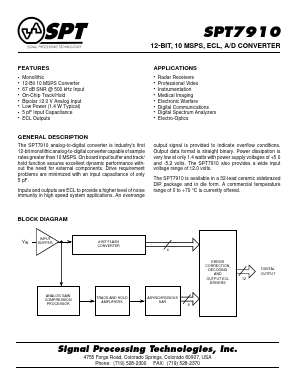 SPT7910 Datasheet PDF Signal Processing Technologies
