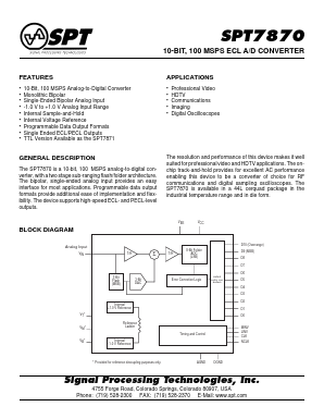 SPT7870 Datasheet PDF Signal Processing Technologies