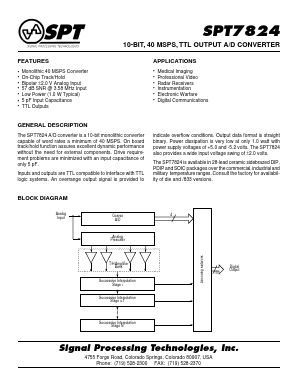 SPT7824A Datasheet PDF Signal Processing Technologies