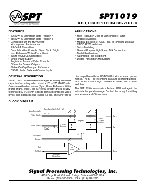 SPT1019BIN Datasheet PDF Signal Processing Technologies