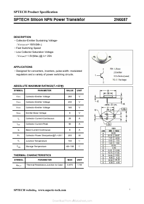 2N6687 Datasheet PDF Shenzhen SPTECH Microelectronics Co., Ltd.