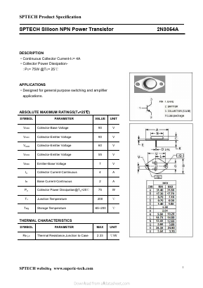 2N3054A Datasheet PDF Shenzhen SPTECH Microelectronics Co., Ltd.