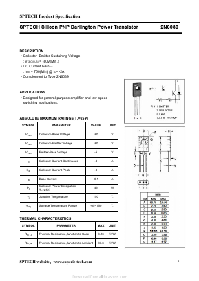 2N6036 Datasheet PDF Shenzhen SPTECH Microelectronics Co., Ltd.