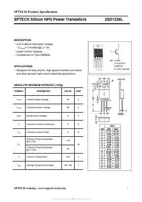 2SD1236L Datasheet PDF Shenzhen SPTECH Microelectronics Co., Ltd.