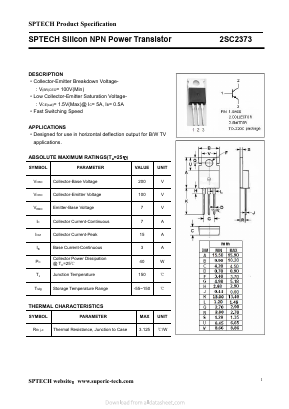2SC2373 Datasheet PDF Shenzhen SPTECH Microelectronics Co., Ltd.