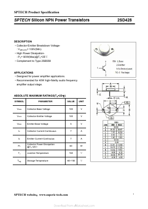 2SD428 Datasheet PDF Shenzhen SPTECH Microelectronics Co., Ltd.