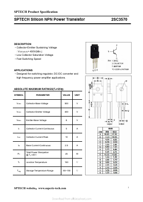 2SC3570L Datasheet PDF Shenzhen SPTECH Microelectronics Co., Ltd.