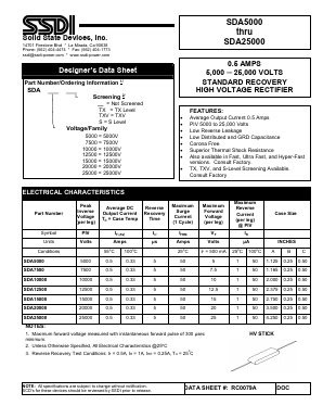 SDA12500 Datasheet PDF Solid State Devices, Inc.