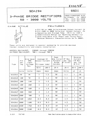 SDA294 Datasheet PDF Solid State Devices, Inc.