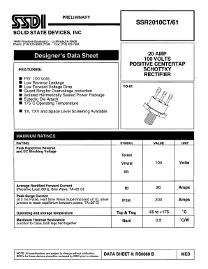 SSR2010CT-61 Datasheet PDF Solid State Devices, Inc.