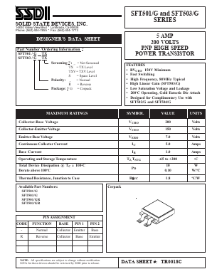 SFT503-G Datasheet PDF Solid State Devices, Inc.