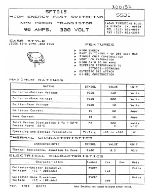 SFT815 Datasheet PDF Solid State Devices, Inc.