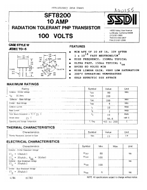 SFT8200 Datasheet PDF Solid State Devices, Inc.