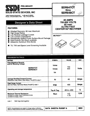 SDR647CT Datasheet PDF Solid State Devices, Inc.