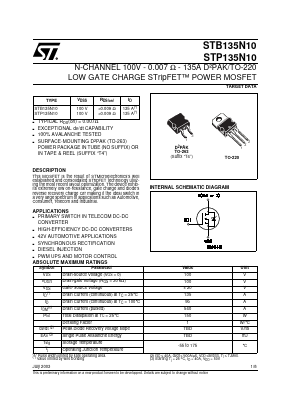 STB135N10 Datasheet PDF STMicroelectronics