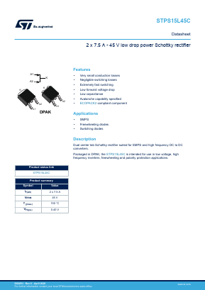 STPS15L45C Datasheet PDF STMicroelectronics