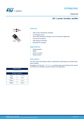 STPS80150C Datasheet PDF STMicroelectronics