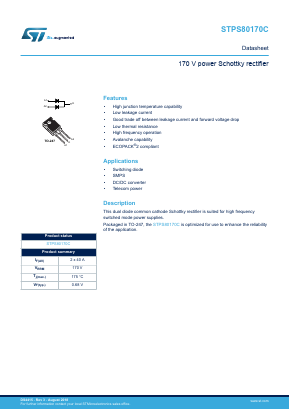 STPS80170CW Datasheet PDF STMicroelectronics