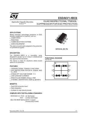 ESDA6V1-4BC6 Datasheet PDF STMicroelectronics