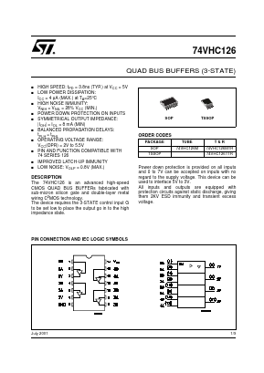 74VHC126 Datasheet PDF STMicroelectronics