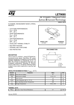 LET9085 Datasheet PDF STMicroelectronics