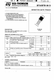 BTA08-600S Datasheet PDF STMicroelectronics