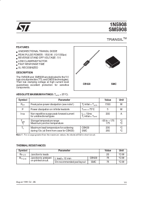 1N5908 Datasheet PDF STMicroelectronics